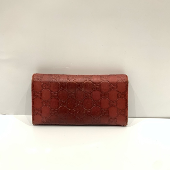Gucci Red Lovely Heart Guccissima Long Wallet Sku#85603(Gently used,color fading - Picture 2 of 16